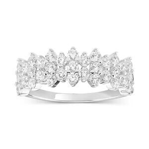 Cubic Zirconia Horizontal Cluster Ring in Sterling Silver, Size 7